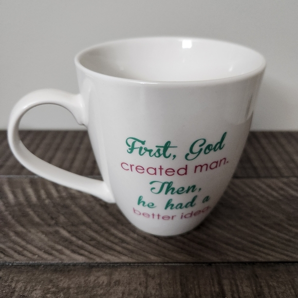 Funny Pfaltzgraff Mug "First God created man,..." Woman's Gift - Picture 3 of 6